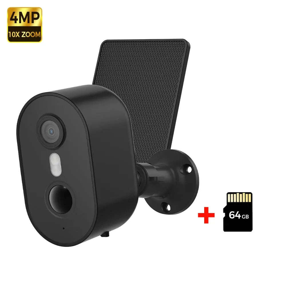 Alevio Outdoor Solar Wireless Security Camera 4MP IP67-Black n 64G / CHINA