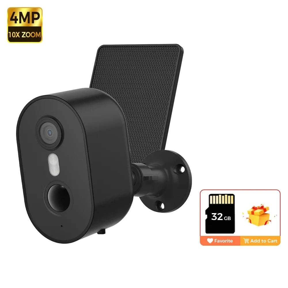 Alevio Outdoor Solar Wireless Security Camera 4MP IP67-Black n 64G / CHINA