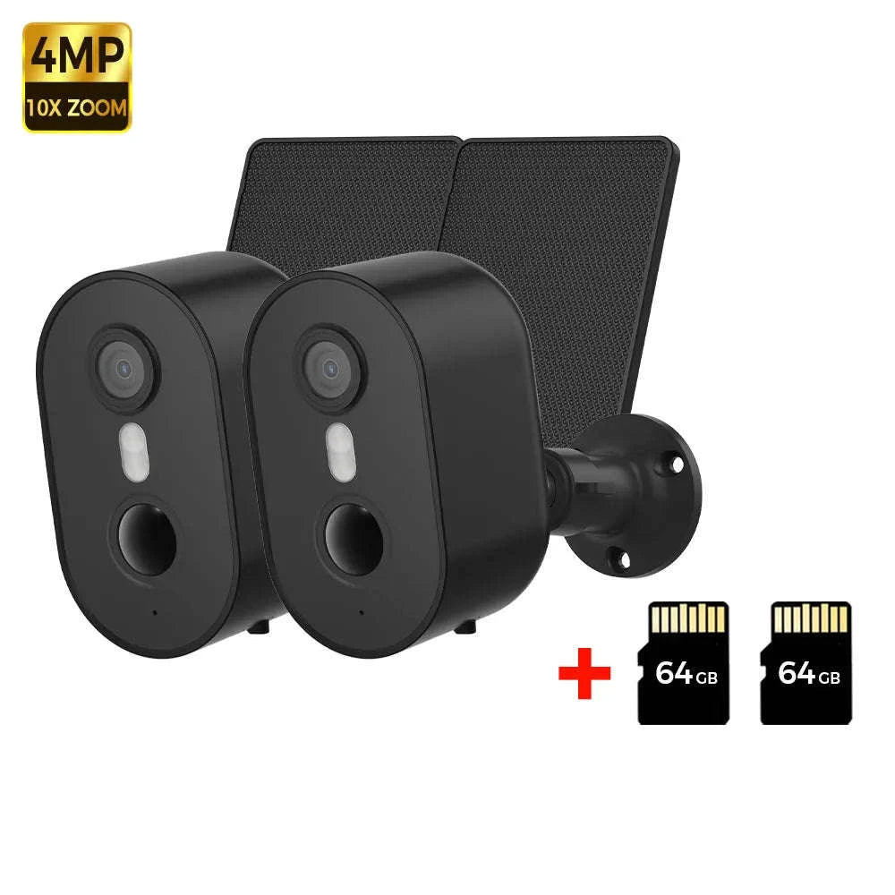 Alevio Outdoor Solar Wireless Security Camera 4MP IP67-Black n 64G / CHINA