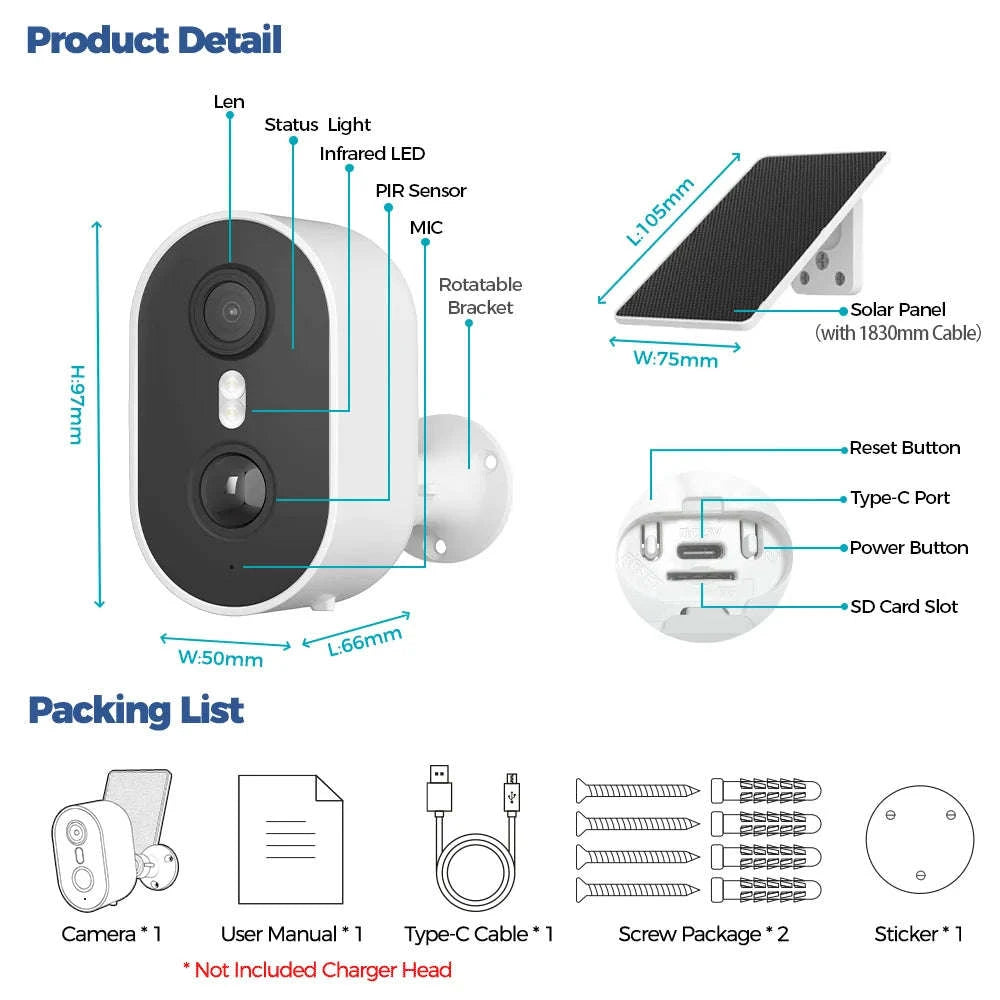 Alevio Outdoor Solar Wireless Security Camera 4MP IP67-Black n 64G / CHINA