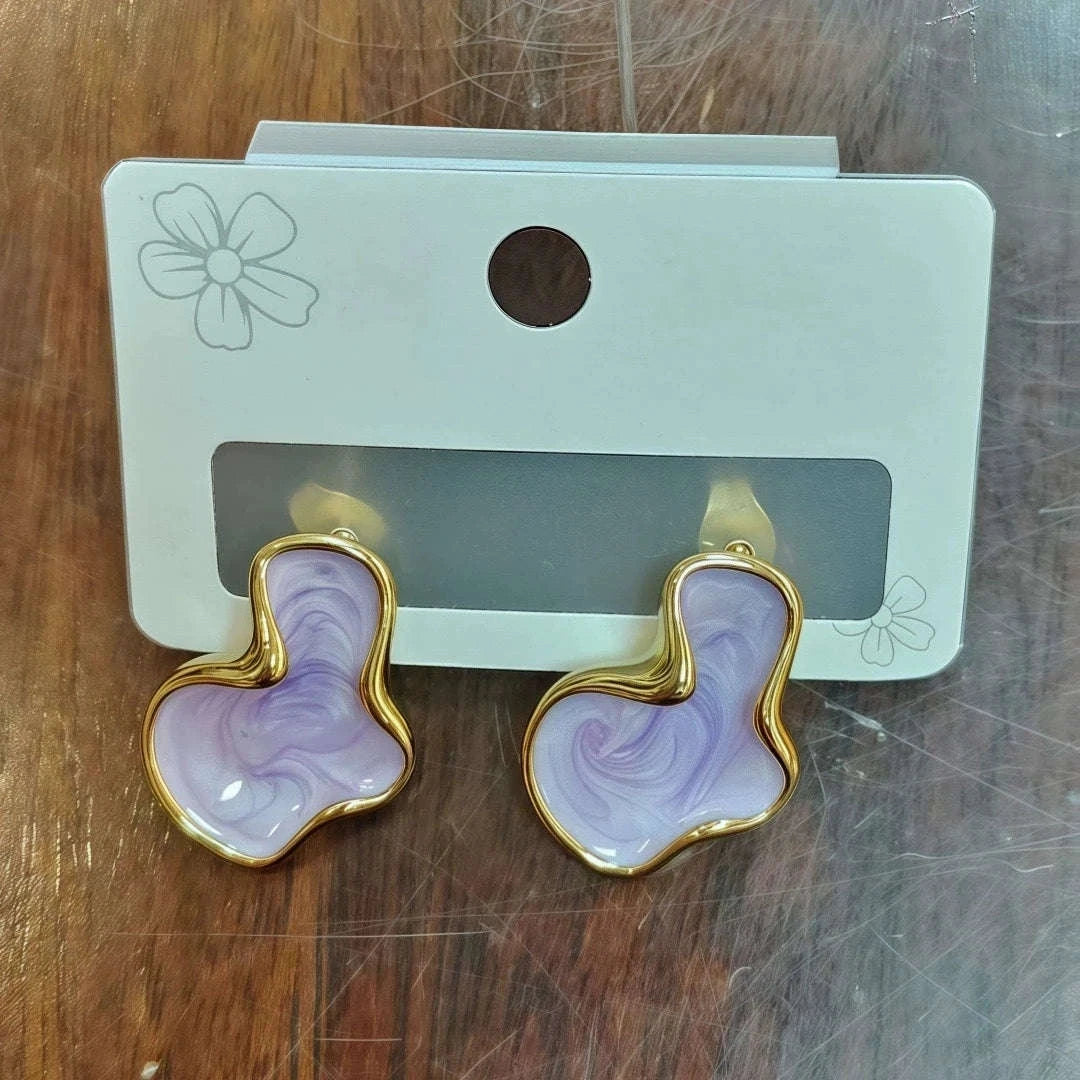 Alien Cloud Earrings – Abstract White Studs for Women-ES4044