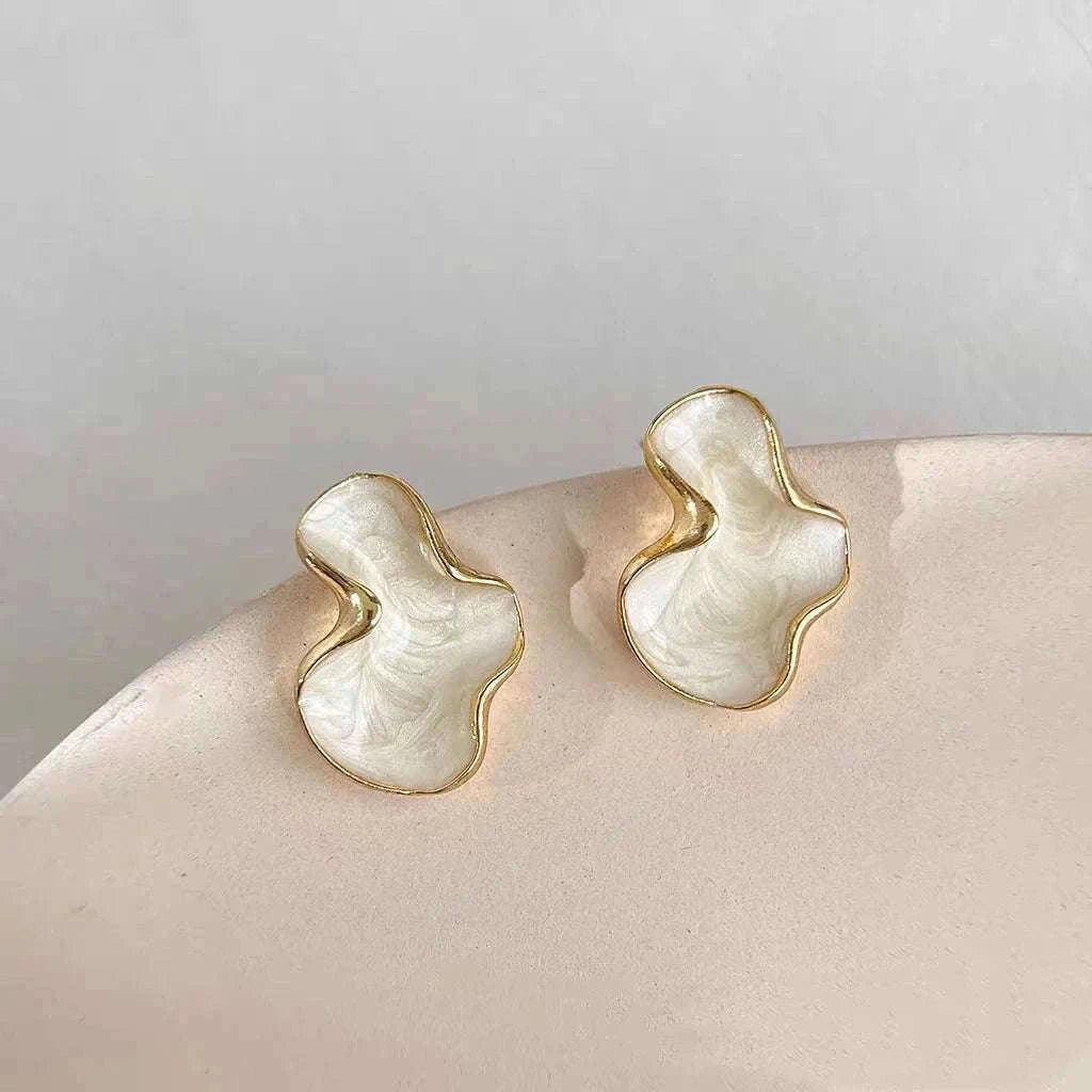 Alien Cloud Earrings – Abstract White Studs for Women-ES4044
