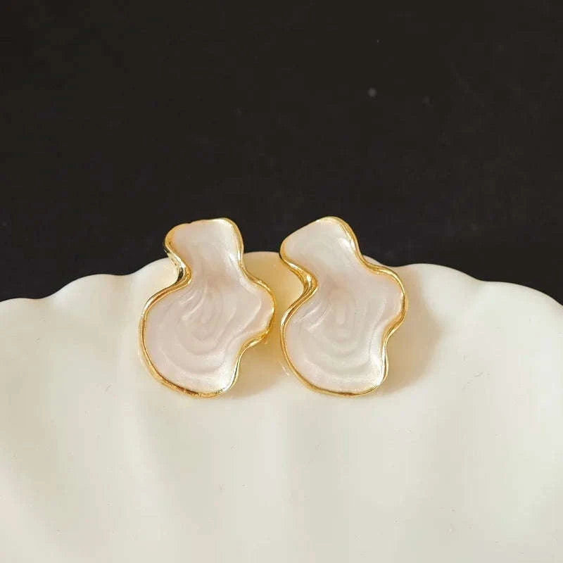 Alien Cloud Earrings – Abstract White Studs for Women-ES4044