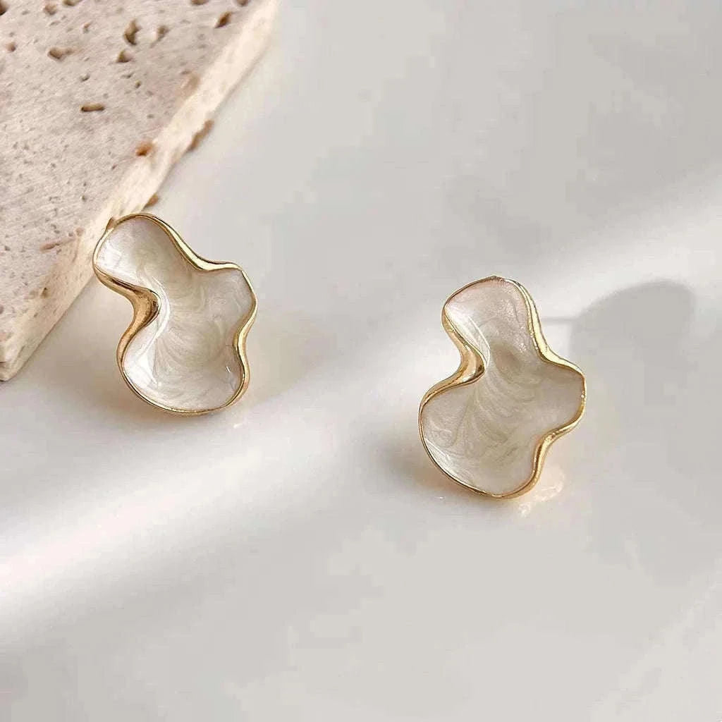 Alien Cloud Earrings – Abstract White Studs for Women-ES4044