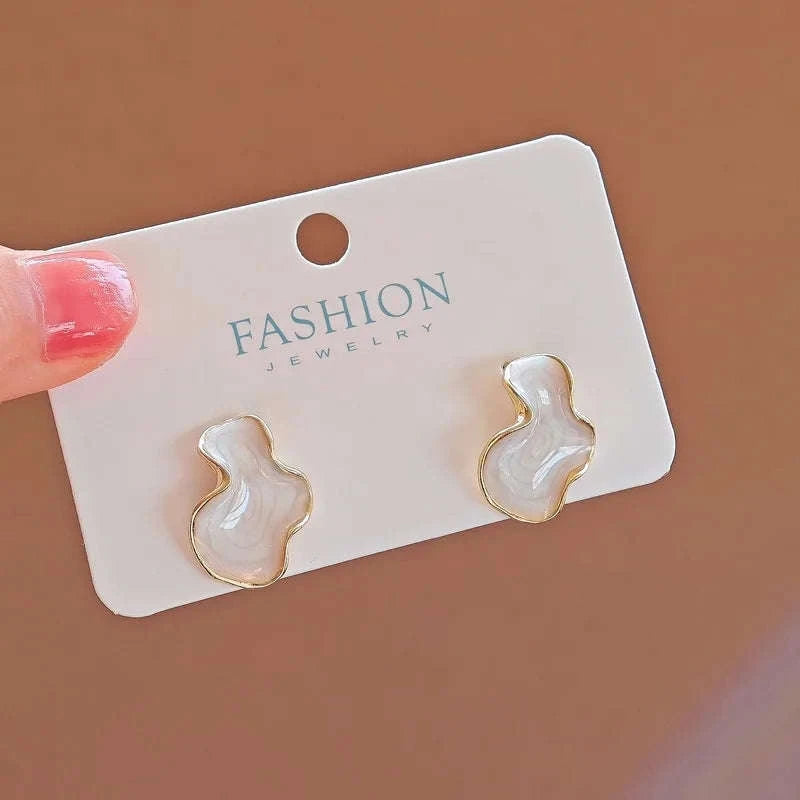 Alien Cloud Earrings – Abstract White Studs for Women-ES4044