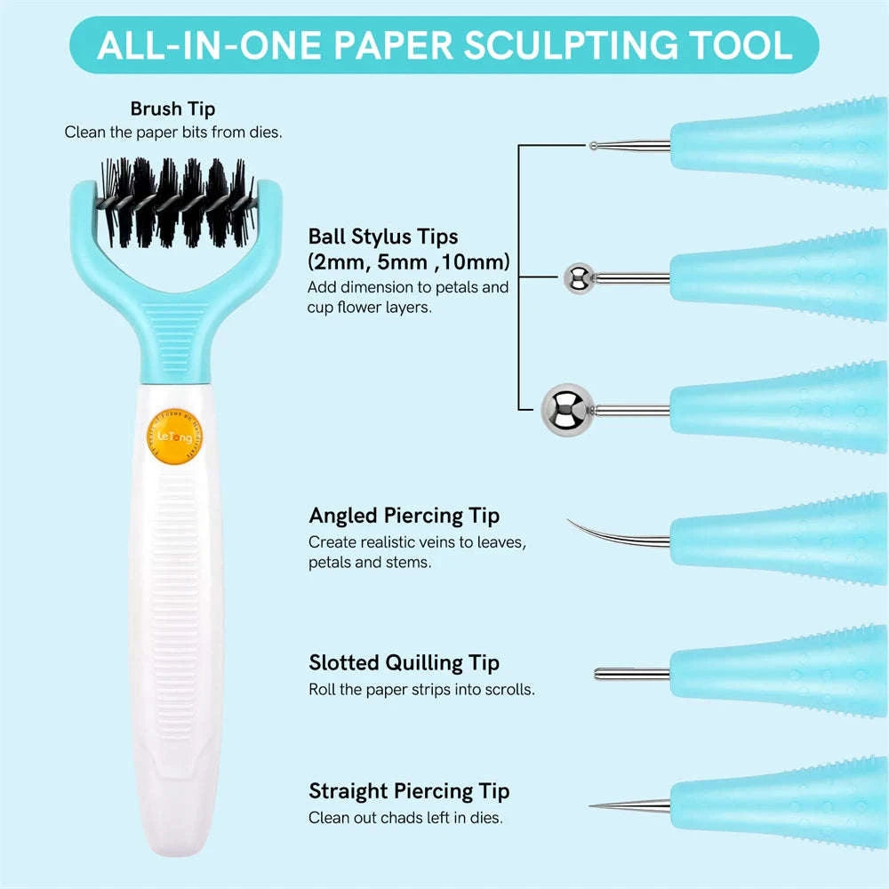 All-in-One Paper Flower Sculpting Tool Kit with 7 Interchangeable Tips-1 / United States