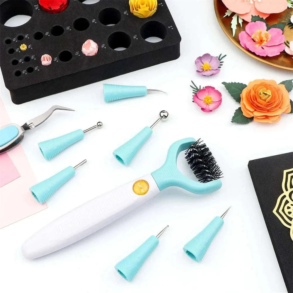 All-in-One Paper Flower Sculpting Tool Kit with 7 Interchangeable Tips-