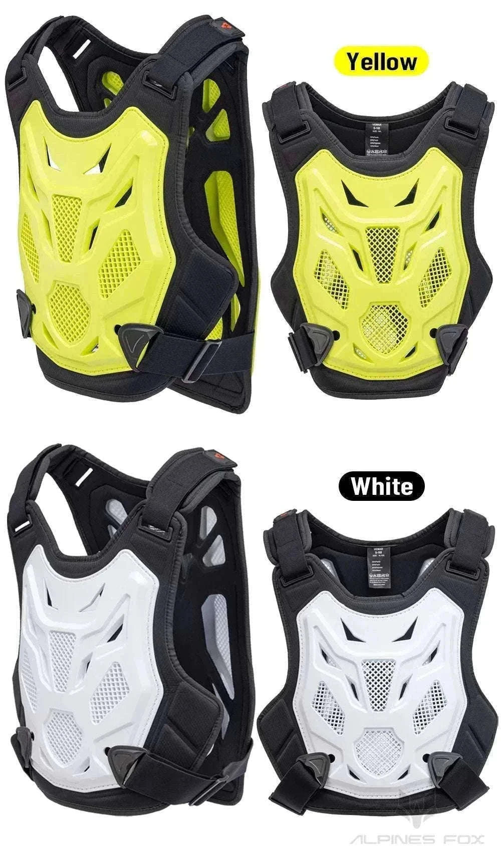 All-Season Motocross Armor Vest Chest & Back Protector Gear-White / M-L