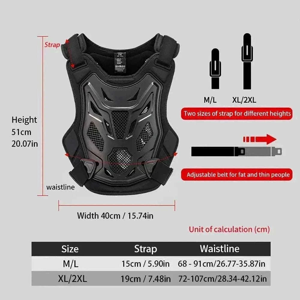 All-Season Motocross Armor Vest Chest & Back Protector Gear-White / M-L