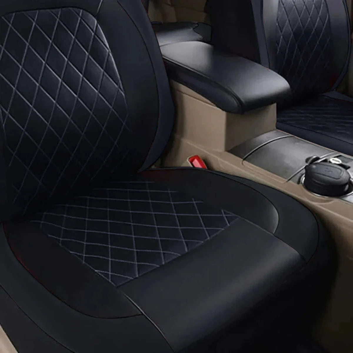 All-Season Quilted PU Leather Car Seat Cover-AE-2041-BL