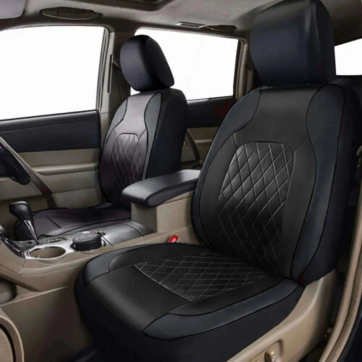 All-Season Quilted PU Leather Car Seat Cover Set-AE-2041-BL
