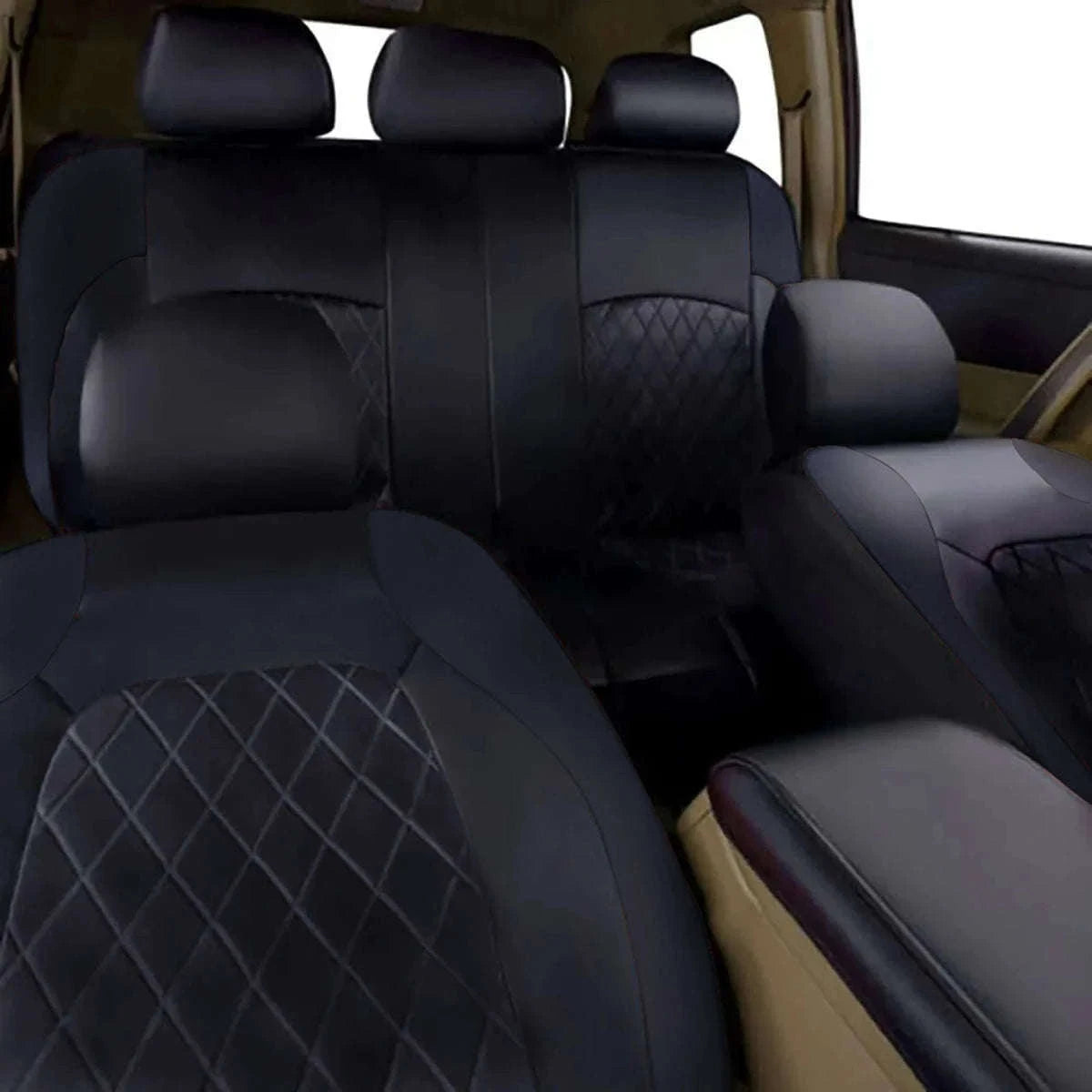 All-Season Quilted PU Leather Car Seat Cover Set-AE-2041-BL