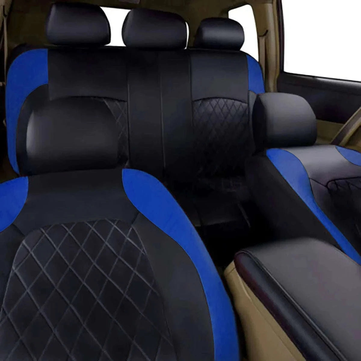 All-Season Quilted PU Leather Car Seat Cover Set-AE-2041-BL
