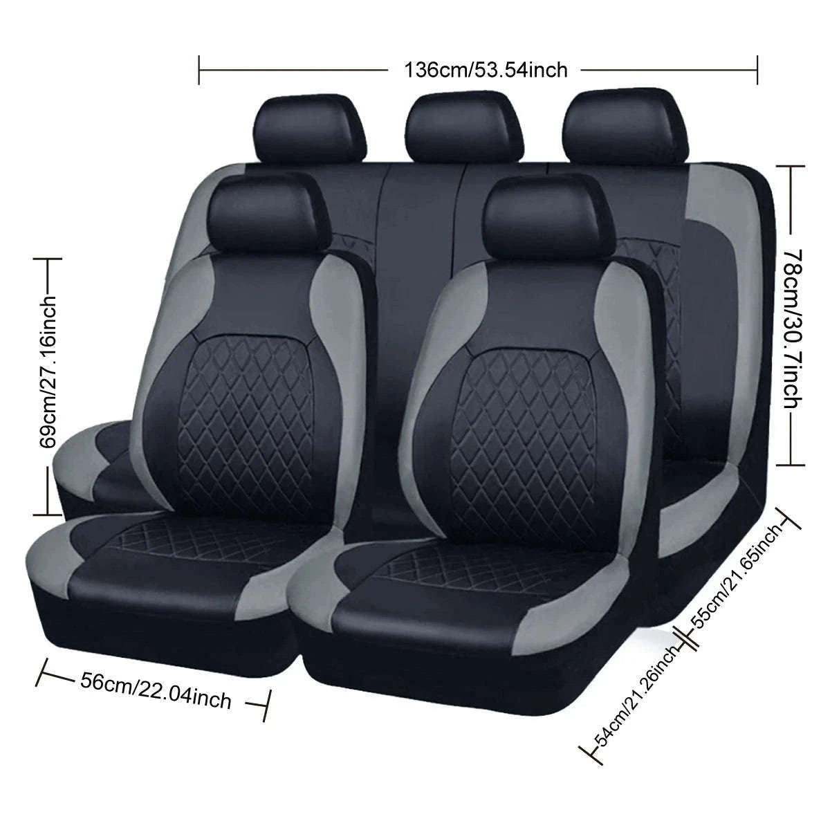 All-Season Quilted PU Leather Car Seat Cover Set-AE-2041-BL