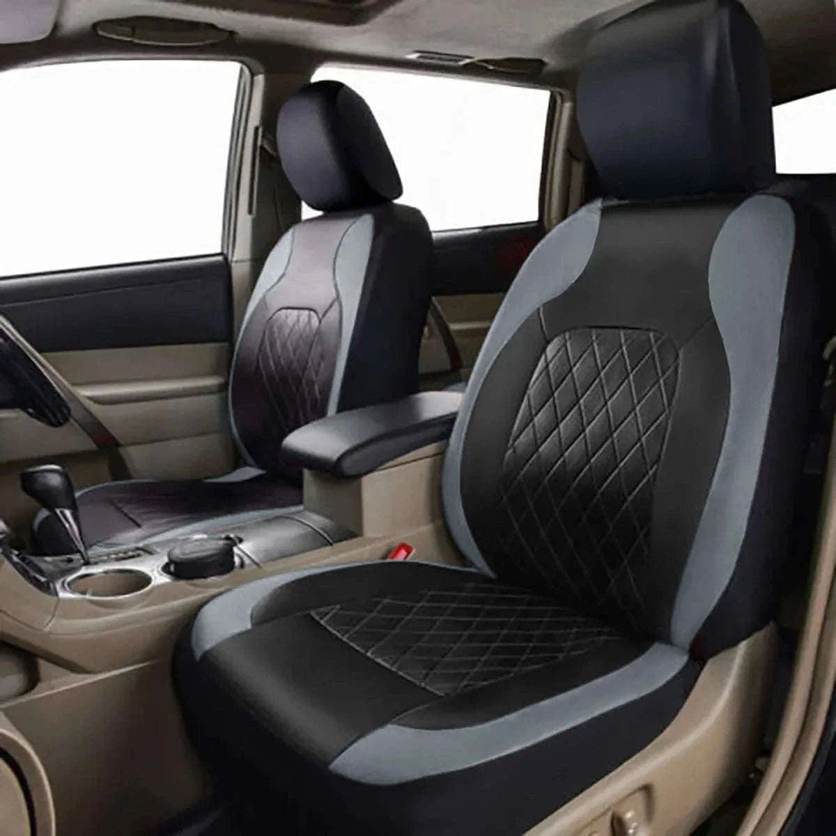 All-Season Quilted PU Leather Car Seat Cover Set-AE-2041-BL