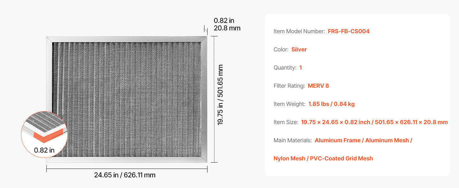 SucceBuy Electrostatic Air Filter Washable & Reusable Aluminum AC/HVAC Furnace Filter MERV 8 Long Lifetime Home or Office