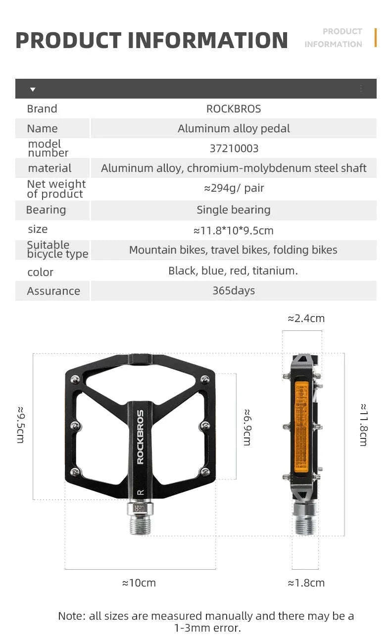 Aluminum Alloy Bicycle Pedals for MTB and Road Riding-37210003004