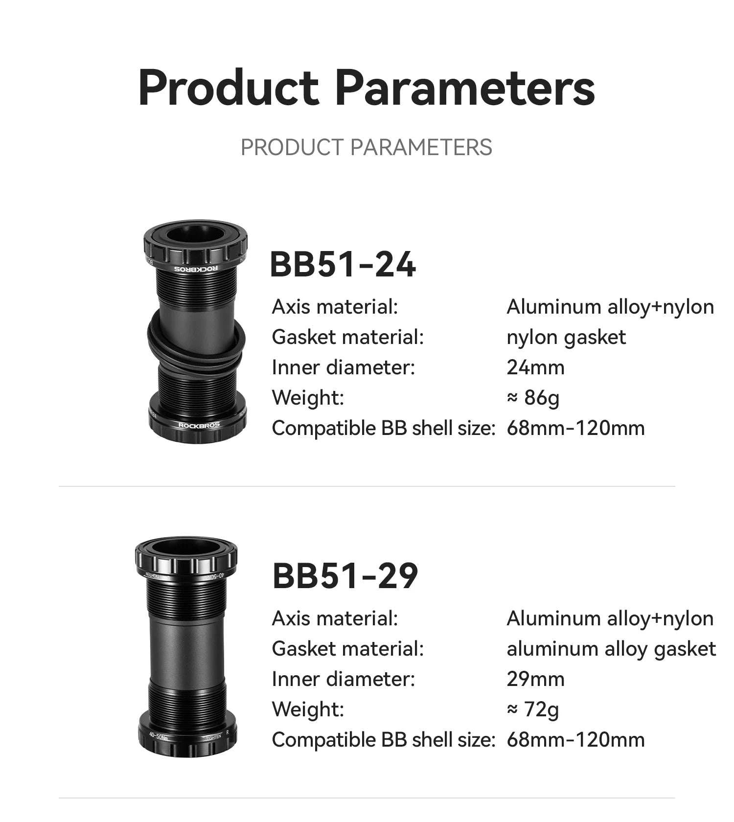 Aluminum Alloy Bike Bottom Bracket Sealed Bearing for MTB Road-BBT47-86-29