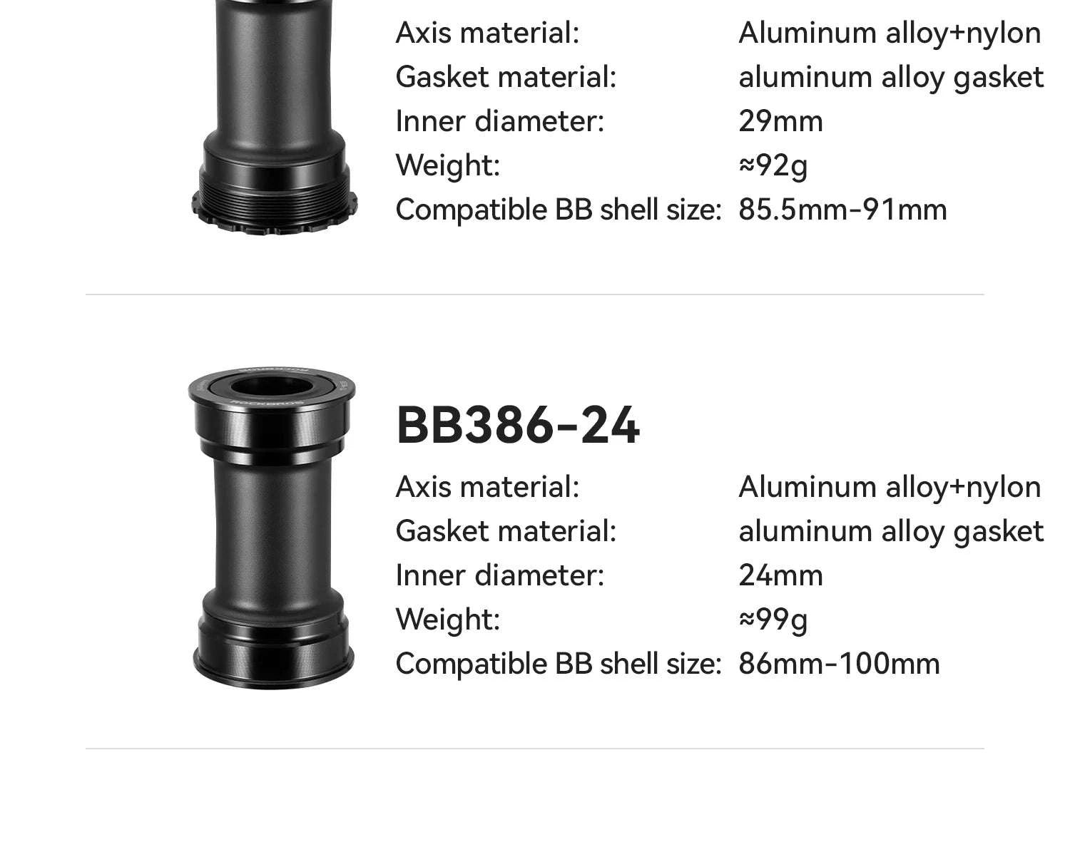 Aluminum Alloy Bike Bottom Bracket Sealed Bearing for MTB Road-BBT47-86-29