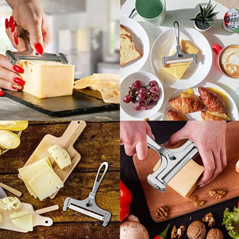 Aluminum Alloy Cheese Slicer with Wire Adjustable Thickness Cheese Butter Cutter for Soft and Semi-Hard Cheeses Kitchen Gadgets-1pc Cheese Slicer