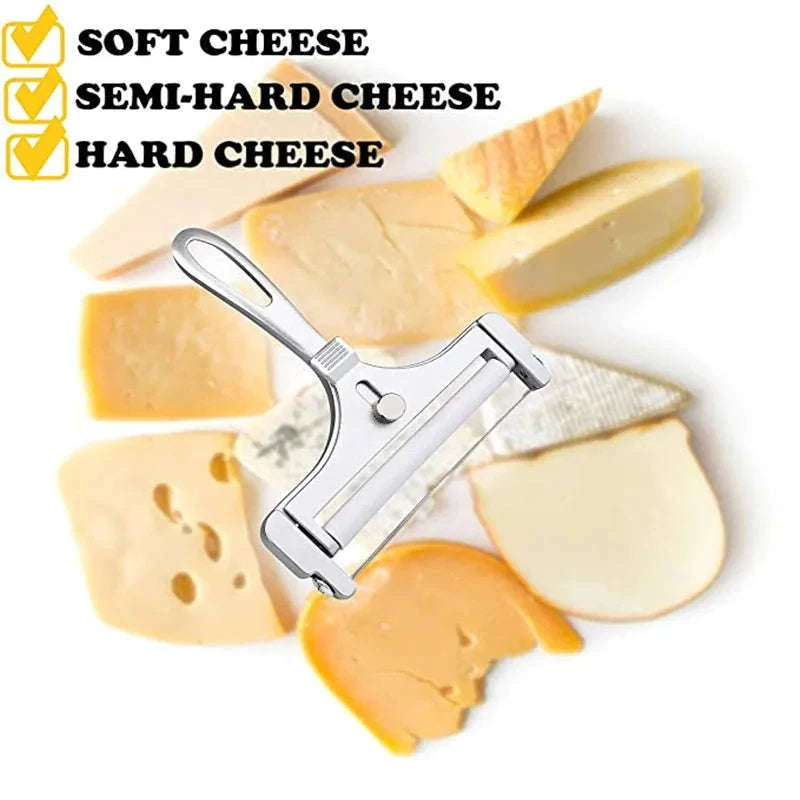 Aluminum Alloy Cheese Slicer with Wire Adjustable Thickness Cheese Butter Cutter for Soft and Semi-Hard Cheeses Kitchen Gadgets-1pc Cheese Slicer