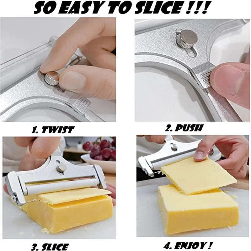 Aluminum Alloy Cheese Slicer with Wire Adjustable Thickness Cheese Butter Cutter for Soft and Semi-Hard Cheeses Kitchen Gadgets-1pc Cheese Slicer