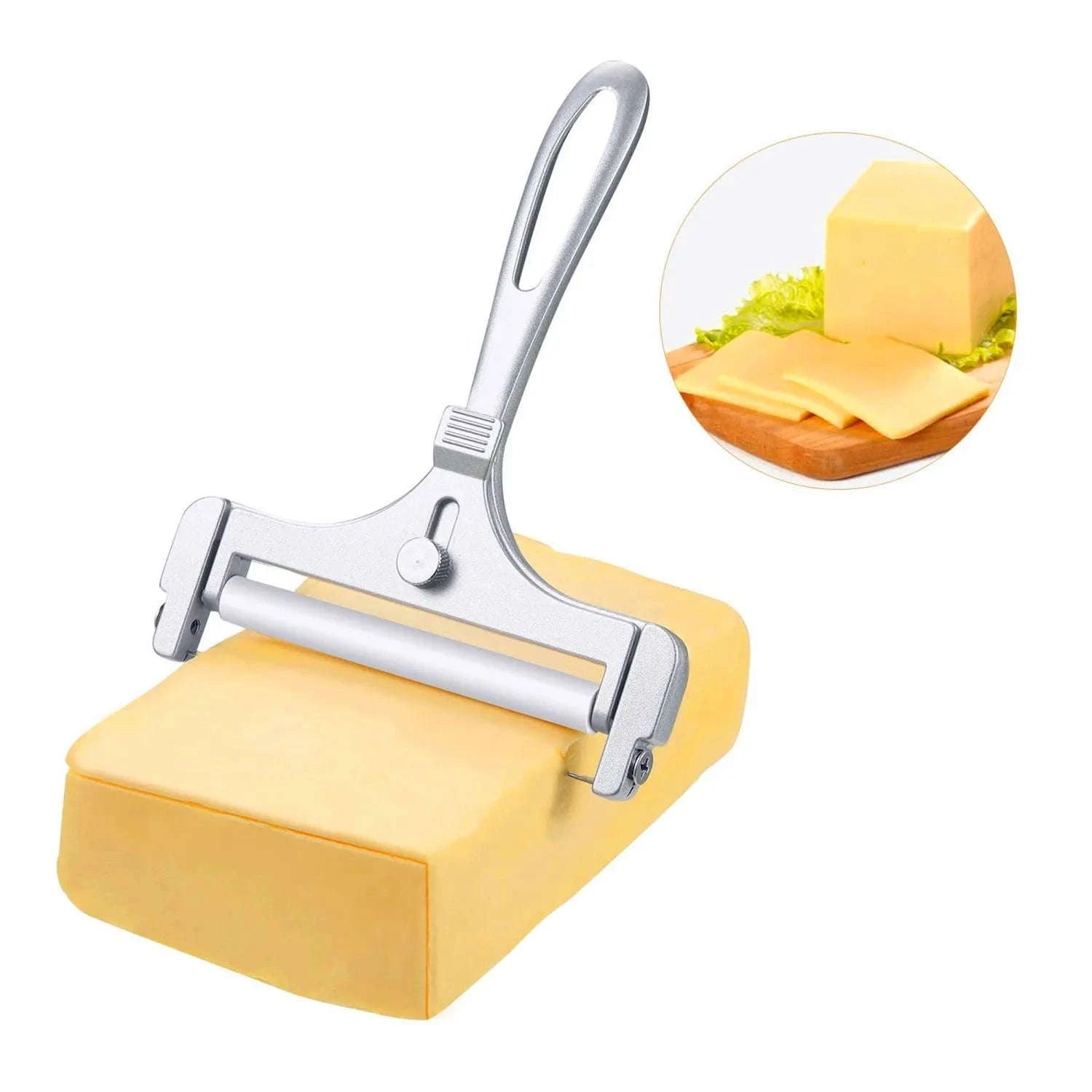 Aluminum Alloy Cheese Slicer with Wire Adjustable Thickness Cheese Butter Cutter for Soft and Semi-Hard Cheeses Kitchen Gadgets-1pc Cheese Slicer