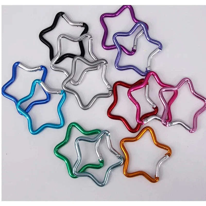 Aluminum Alloy Star Shaped Spring Locking Carabiner Keychain Clip-Mix colors / 100 pcs