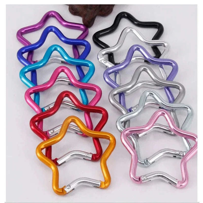 Aluminum Alloy Star Shaped Spring Locking Carabiner Keychain Clip-Mix colors / 100 pcs