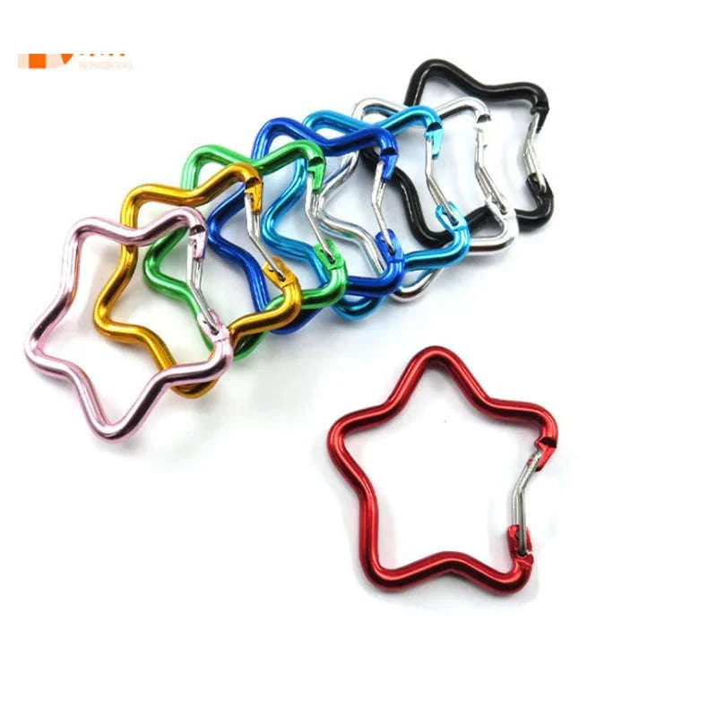 Aluminum Alloy Star Shaped Spring Locking Carabiner Keychain Clip-Mix colors / 100 pcs
