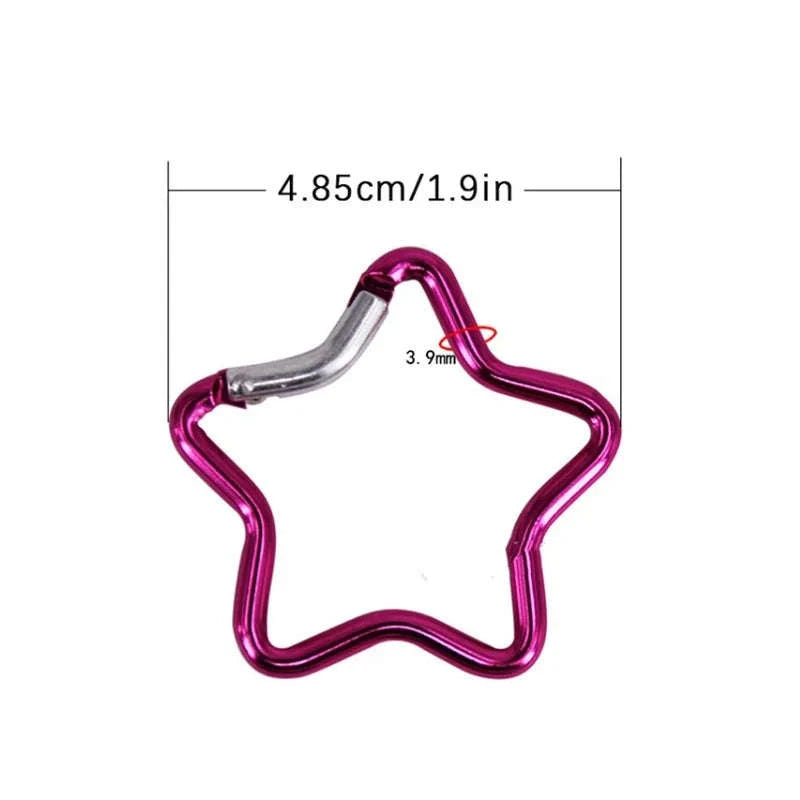 Aluminum Alloy Star Shaped Spring Locking Carabiner Keychain Clip-Mix colors / 100 pcs