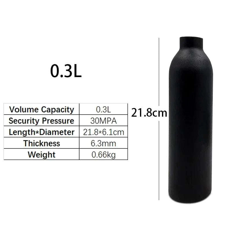 Aluminum CO2 Cylinder 30MPa M18×1.5 Thread for Aquarium & Gas Use-0.25L