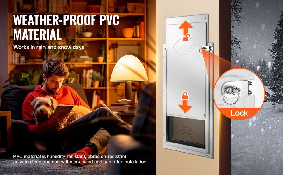 Aluminum Frame Pet Door with Locking Flap Weatherproof Dog Door-XL / france