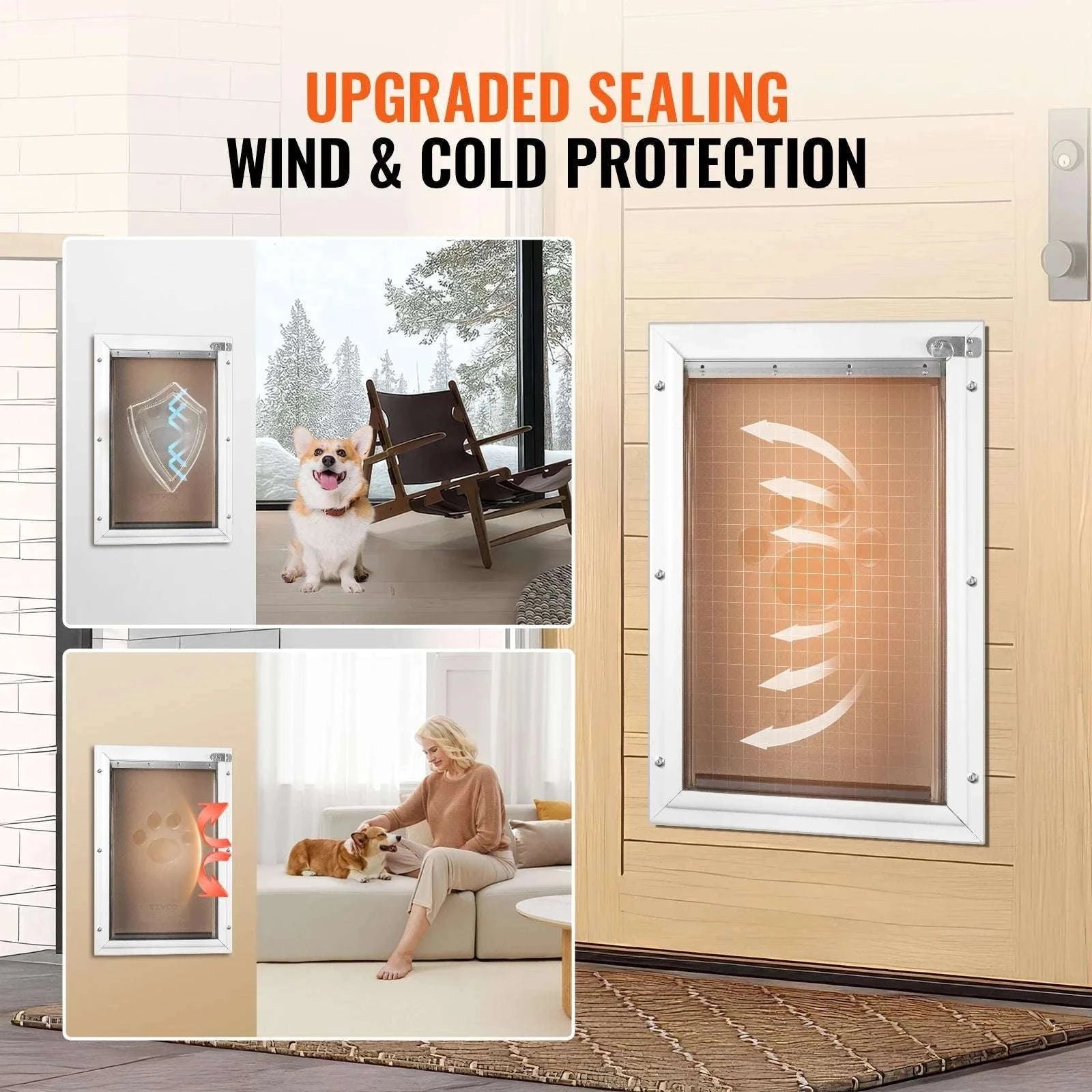 Aluminum Frame Pet Door with Locking Flap Weatherproof Dog Door-XL / france