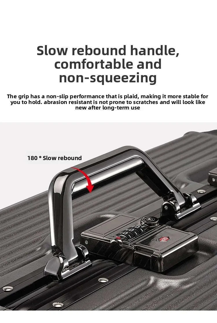Aluminum Frame Suitcase with Silent All-Terrain Wheels and Cup Holder-Blue / 22 inches / United States