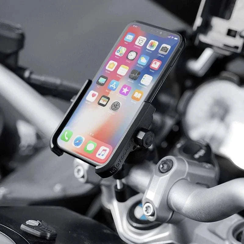 Aluminum Motorcycle Phone Holder Rearview Mirror Mount-Mirror-Silver