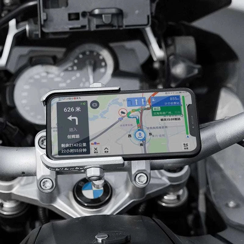 Aluminum Motorcycle Phone Holder Rearview Mirror Mount-Mirror-Silver