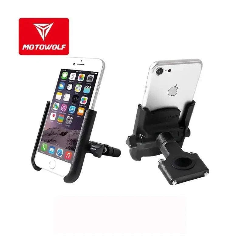 Aluminum Motorcycle Phone Holder Rearview Mirror Mount-Mirror-Silver