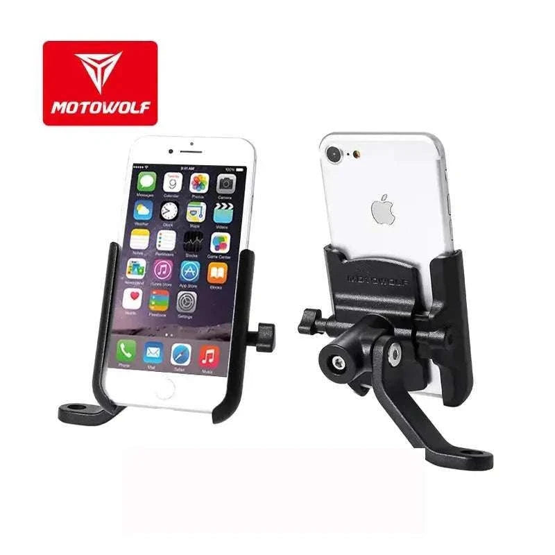Aluminum Motorcycle Phone Holder Rearview Mirror Mount-Mirror-Silver