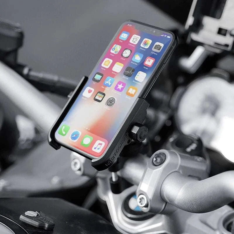 Aluminum Motorcycle Phone Holder Rearview Mirror Mount-Mirror-Silver