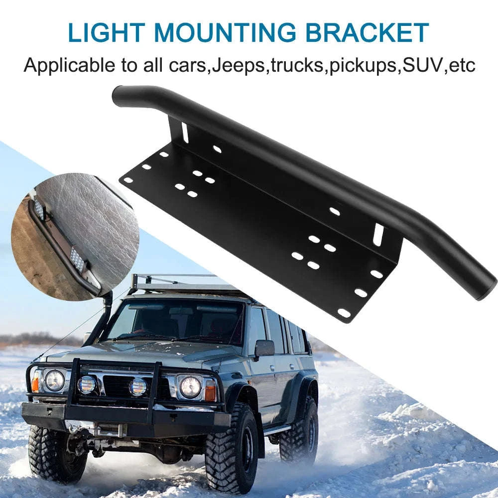 Aluminum Off Road Light Bar Bracket License Plate Mount-WHITE