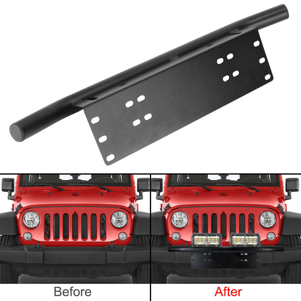 Aluminum Off Road Light Bar Bracket License Plate Mount-WHITE