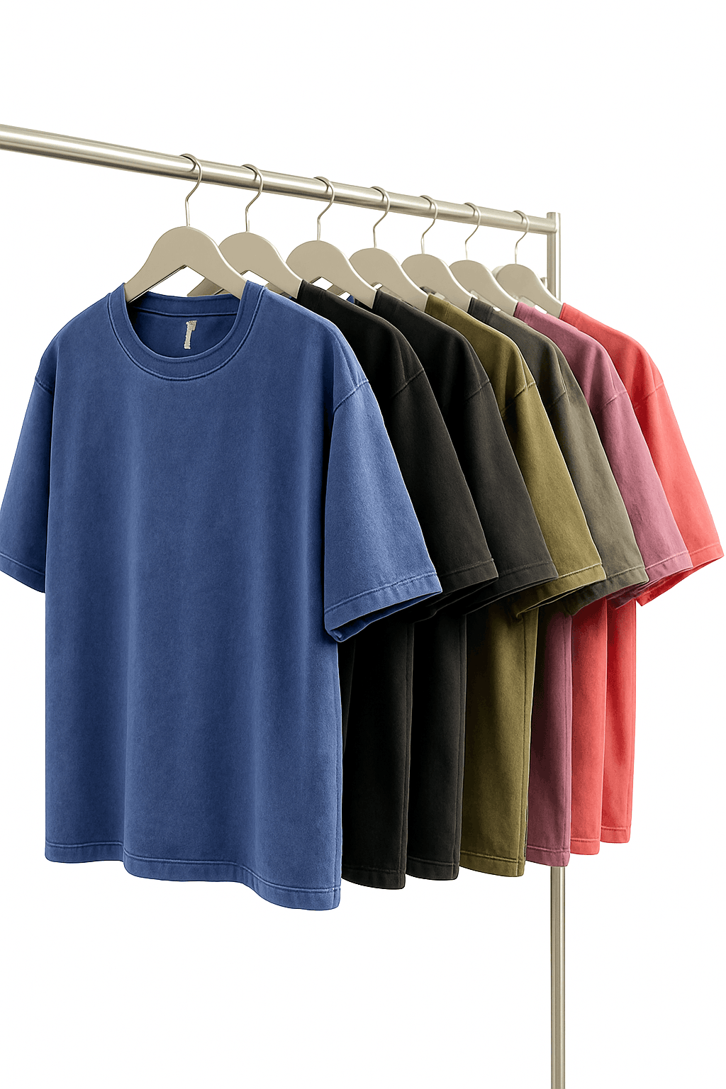 American Retro Heavyweight Short Sleeve Washed T-Shirt-Rose Red / L 70-85KG