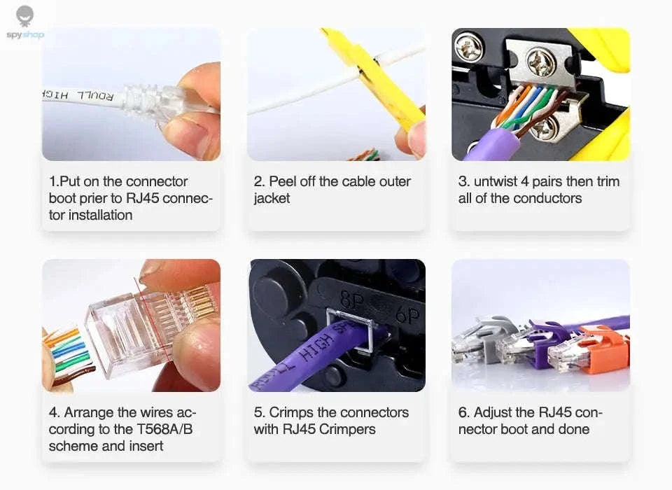 AMPCOM CAT6 RJ45 Connector – Gold‑Plated Plug for Reliable Ethernet Terminations-50U 2-piece / 10pcs