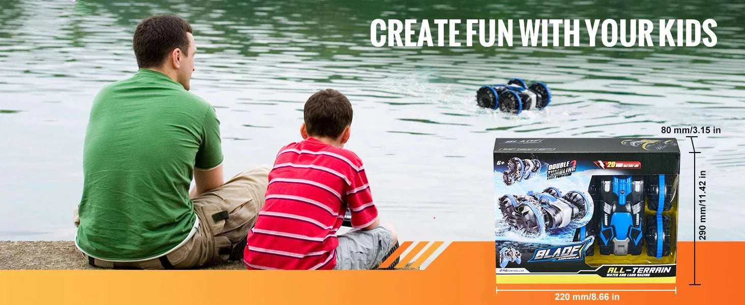Amphibious RC Car Boat 2.4GHz Stunt Vehicle for Land & Water-Blue / CZECH REPUBLIC