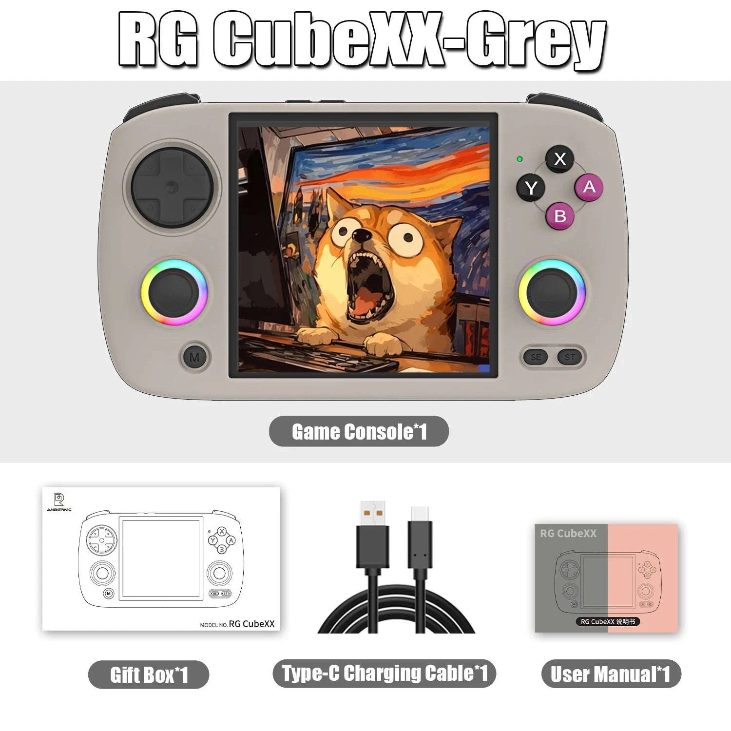 Anbernic RG CubeXX Retro Handheld Game Console-Black / United States / 64G With APP