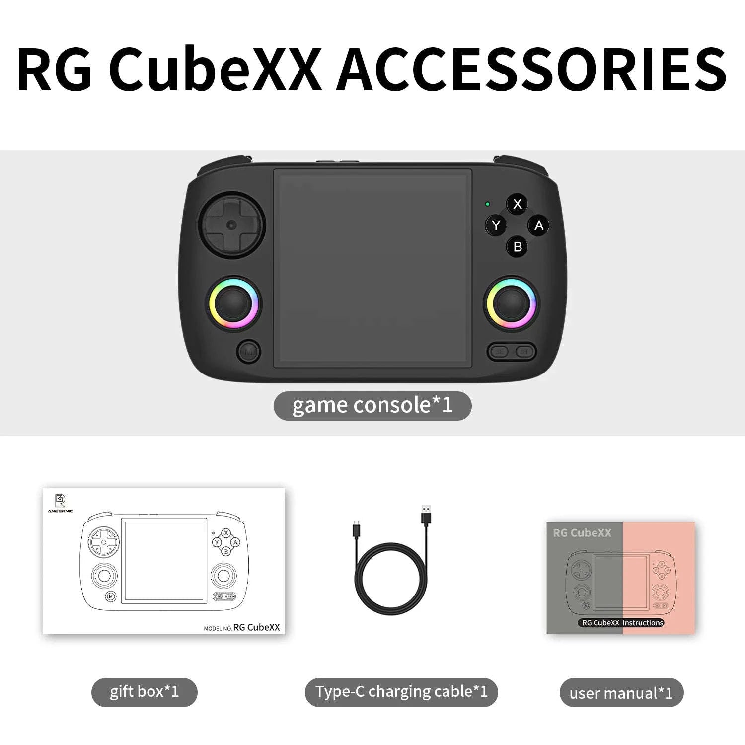 Anbernic RG CubeXX Retro Handheld Game Console-Black / United States / 64G With APP