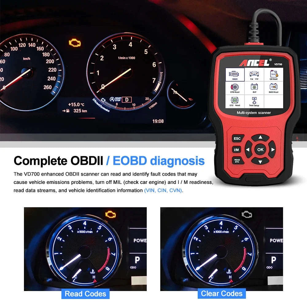 ANCEL VD700 Professional OBD2 Scanner for VAG Vehicles-Red