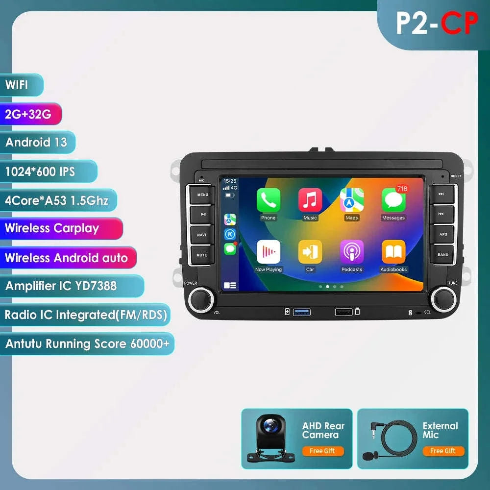 Android 13 Car Radio with CarPlay for Volkswagen Vehicles-B 1G 16G / france