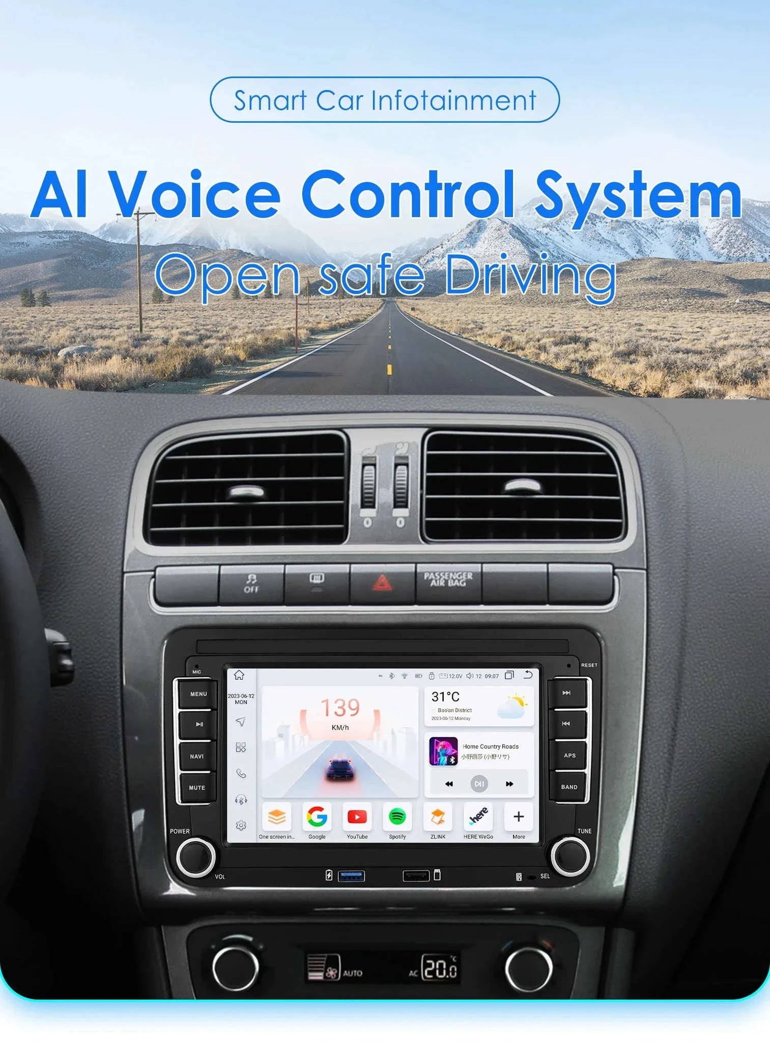 Android 13 Car Radio with CarPlay for Volkswagen Vehicles-B 1G 16G / france